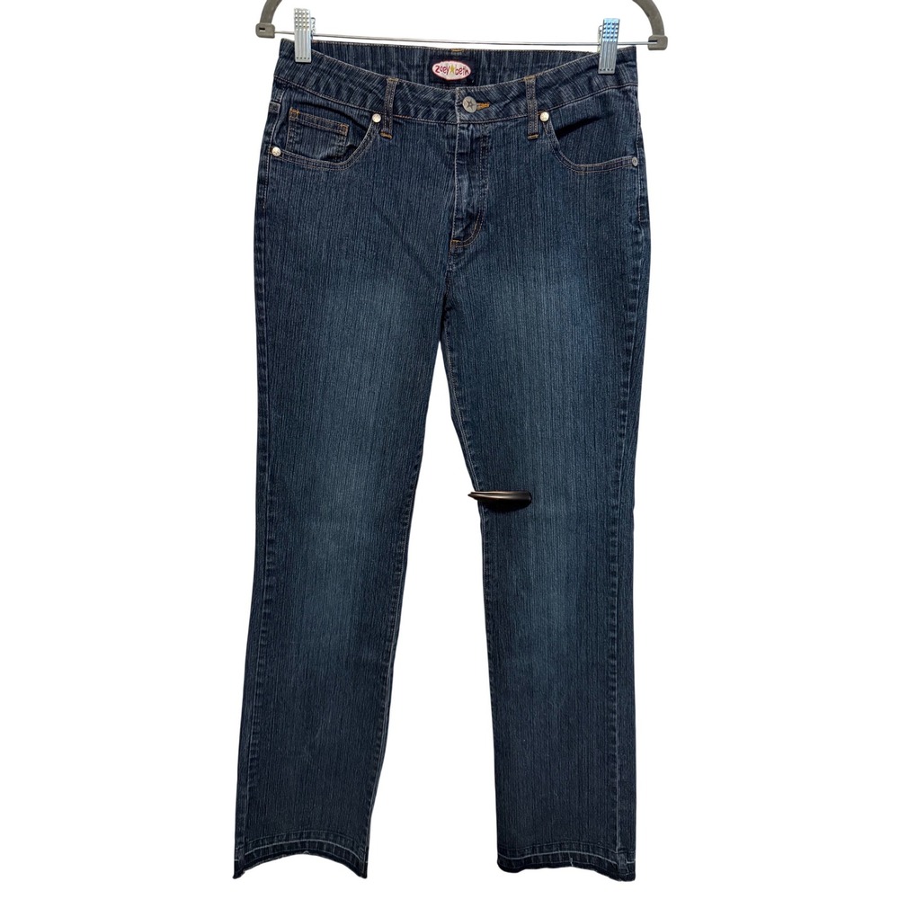 Zoey Beth Baby Girl Glitter Embroidery Jeans Dark Wash Low Rise Straight Leg Y2K
